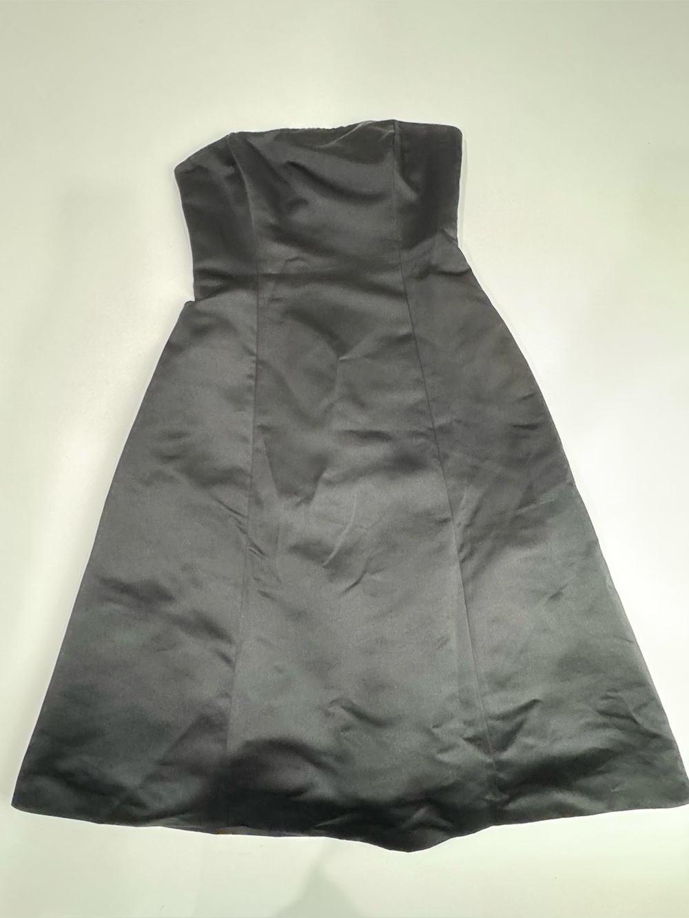 BCBGMAXAZRIA Black Satin Midi Fit & Flare Strapless Cocktail Dress Size 12 - Picture 4 of 15